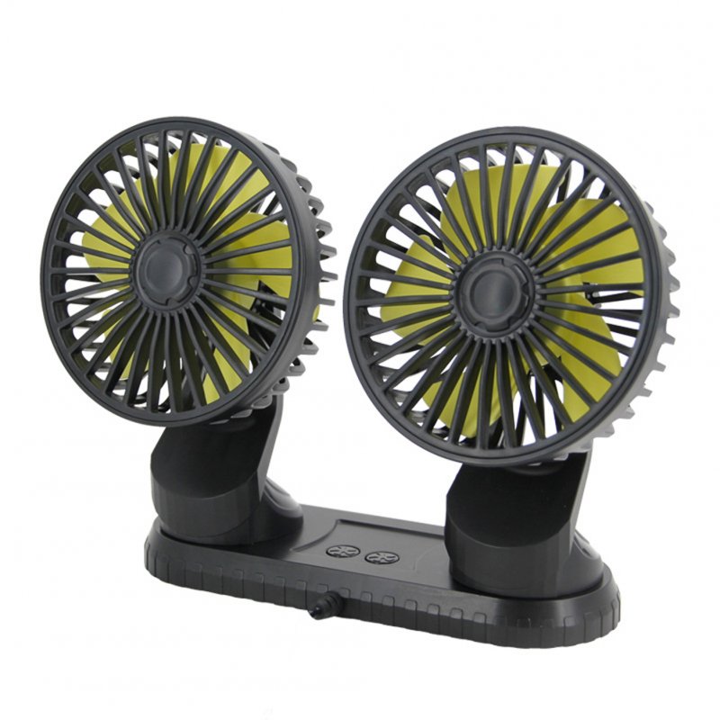Usb Vehicle Fan Dual Head Powerful 3-speed Adjustable Dashboard Air Outlet High Airflow Fan Car Summer Accessories black