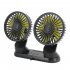 Usb Vehicle Fan Dual Head Powerful 3 speed Adjustable Dashboard Air Outlet High Airflow Fan Car Summer Accessories black