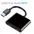 Usb to Hdmi 1080P HD Converter Usb3 0 to Dual Hdmi Display Adapter for Effect Monitoring Fields Black