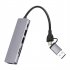 Usb3 0 Type C Docking Station Mobile Phone Computer Card Reader Adapter Ultra Slim Portable Data Hub Grey