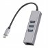 Usb3 0 to Rj45 Network Port Usb Splitter Type c Docking Station Gigabit Network Card 3 Ports Usb3 0 Hub Grey Usb