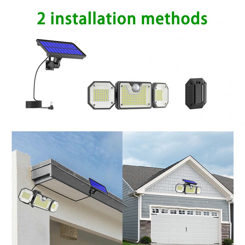 3 Heads Solar Lights Outdoor IP65 Waterproof Energy Saving  3 Mode Infrared Motion Sensor Wall Lamp 226LED