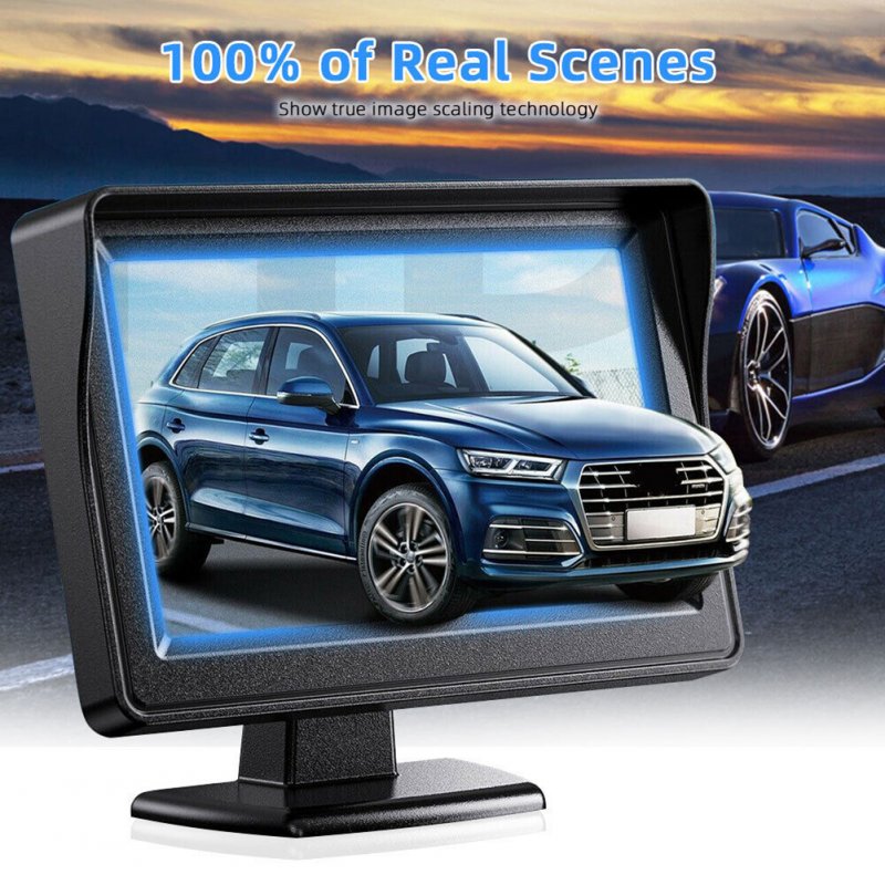 4.3 Inch LCD Display Backup Camera Monitor 8 LED Lights Waterproof for Car SUV Van Truck 