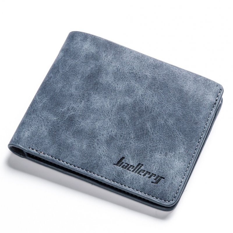 Men Retro Frosted PU Wallet Two Folding Male Purse Credit Card Holder Solid Color Short Wallet