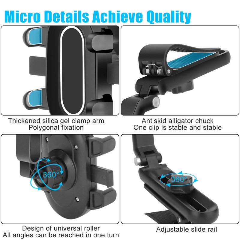 Sun Visor Cell Phone Holder Mount For Car 1080° Rotatable Retractable Universal Adjustable Cell Phone Holder Multifunctional 