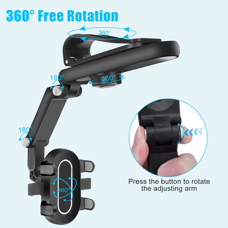 Sun Visor Cell Phone Holder Mount For Car 1080° Rotatable Retractable Universal Adjustable Cell Phone Holder Multifunctional 