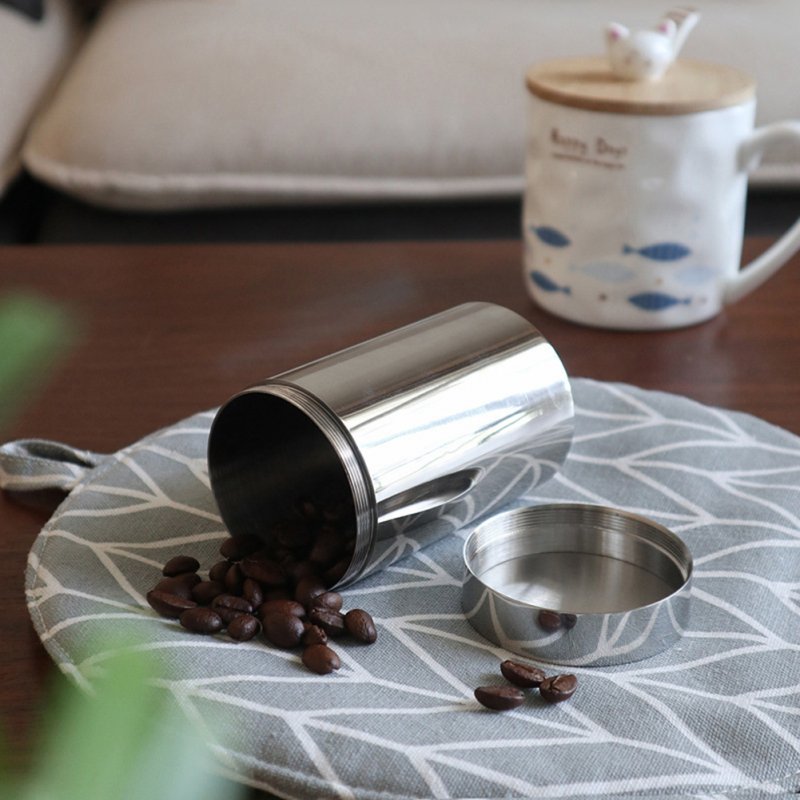 Thickened Tea Canister Stainless Steel Airtight Coffee Bean Container For Coffee Tea Cocoa Pasta 