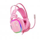 V10 Wired Headset With Microphone Usb7.1 Stereo Lightweight Colorful Rgb Gaming Headphones For Cf Eating-chicken Pink