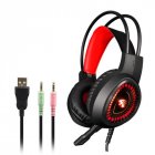 V1000 Headset Heavy Bass Internet Cafe E-sports Game Headphones Luminous 7.1 Channel USB/3.5MM Headset red_3.5+USB interface