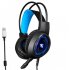 V1000 Headset Heavy Bass Internet Cafe E sports Game Headphones Luminous 7 1 Channel USB 3 5MM Headset blue 3 5 USB interface