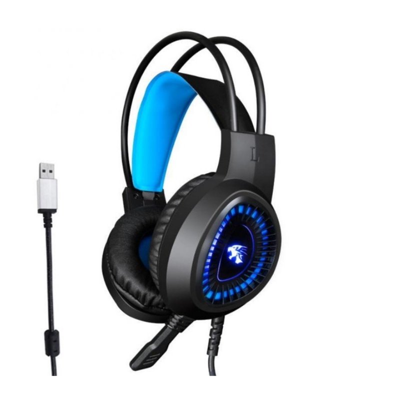 V1000 Headset Heavy Bass Internet Cafe E-sports Game Headphones Luminous 7.1 Channel USB/3.5MM Headset blue_7.1 USB interface