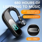 V13 Bluetooth-compatible Headset With Charging Bin True Stereo Hanging Ear Type Business Model Battery Display Long Standby Headphones black