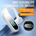 V13 Bluetooth-compatible Headset With Charging Bin True Stereo Hanging Ear Type Business Model Battery Display Long Standby Headphones White