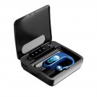 V13 Bluetooth-compatible Headset With Charging Bin True Stereo Hanging Ear Type Business Model Battery Display Long Standby Headphones blue + charging compartment