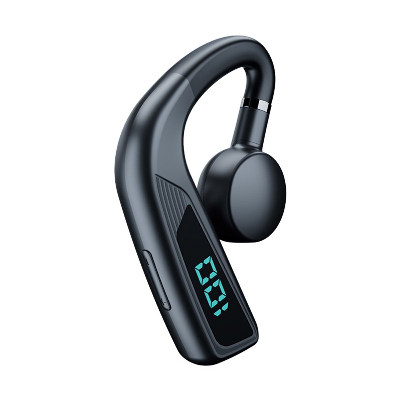 V18 Bluetooth-compatible Headset Bone Conduction Hanging Ear Type Business Sports V5.2 Wireless Headphones With Power Digital Display black