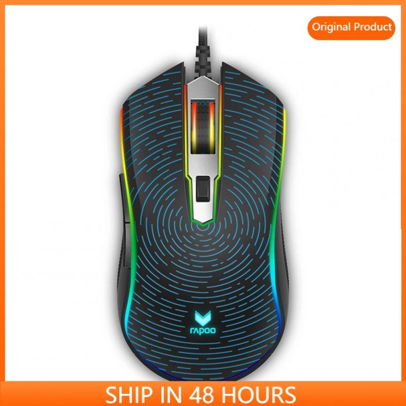 V25S RGB Wired Computer Mouse Ergonomic Mouse 8 Programmable Buttons Macro Definition 7-speed Dpi Adjustment Black
