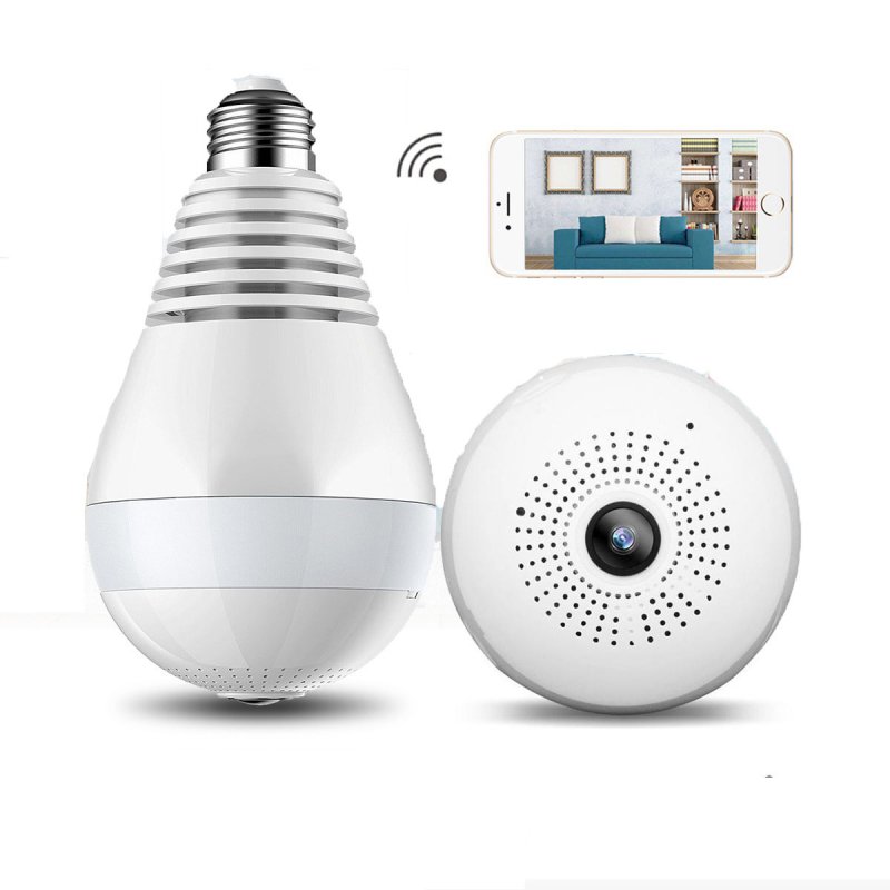 V380 Bulb Shaped Wireless Camera WIFI Remote Monitoring Network Camera Mobile Phone Home 360 Degree Panoramic Monitor 2 million (1080P) pixels