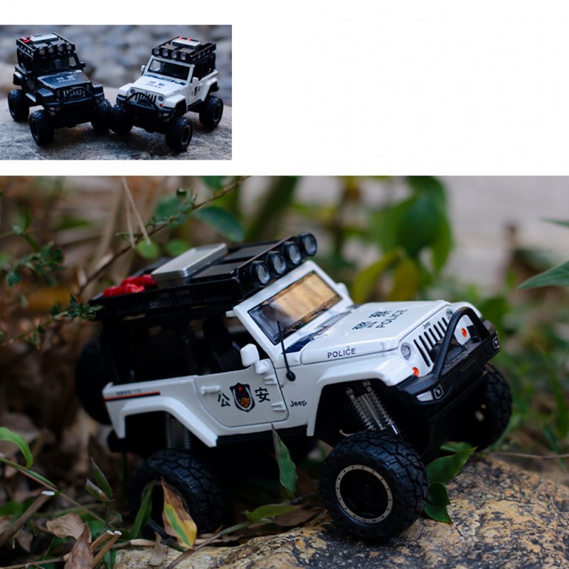 1/32 Alloy Pull-back Police Car Diecast Off-road Vehicle With Sound Light Openable Door Christmas Birthday Gifts For Boys Girls VB32338 