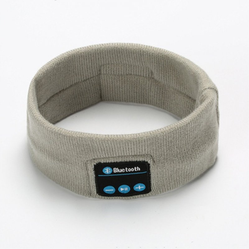 V5.0 Knit Hair Band Bluetooth Ourdoor Running Fitness Sport Music Call Knitting Headwrap gray