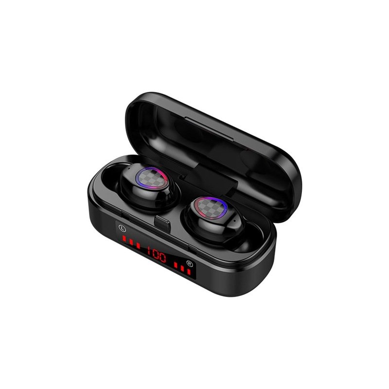 V7 TWS Bluetooth 5.0 Headphones Earphone Wireless Headset With LED Digital Display  black