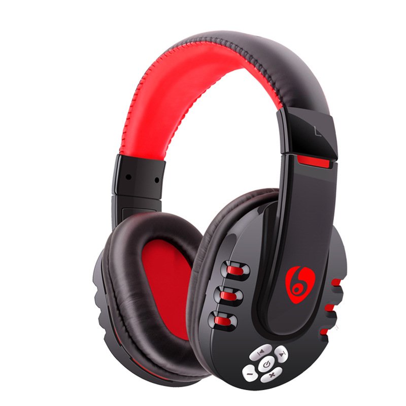 V8-1 Bluetooth-compatible  Gaming  Headset Built-in Microphone Rechargeable Lithium Battery Wireless Earphone Headphone For Phones Tablet Pc Mp3 Black red