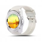 V8 Men Women Smart Watch Sleeping Monitoring Pedometer With 1.22 Inch Round Screen HD Camera Fitness Watch White