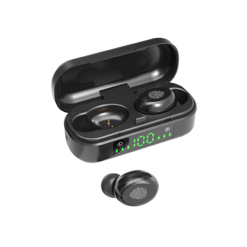 V8 TWS Wireless Earphones Bluetooth 5.0 Headset Mini Stereo Headphones Touch Control Sports Earbuds with 350mAh Charging Compartment black