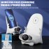 V8 Wireless Fast Charging Charger Stand Holder Unique Mini Chair Shape Ergonomic Mobile Phone Desktop Station White