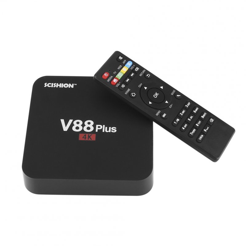 [US Direct] V88 Plus TV Box - 4K Resolution, 3D Movie Support, Android OS, Google Play, Quad-Core CPU, 2GB RAM, KODI TV with American Plug
