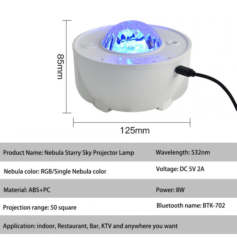 Led Starry Sky Projector Lamp Colorful Usb Stage Night Lights with Bluetooth Music Speaker 