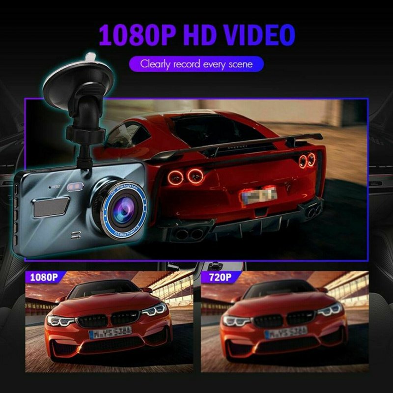 3.6 Inch Dual Lens Car  Driving  Recorder With A Bracket Wide-angle Car Dvr Dash Cam Video Recorder G-sensor 1080p Front Rear Cameras 