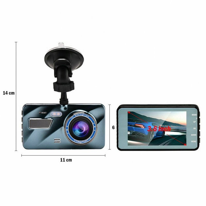 3.6 Inch Dual Lens Car  Driving  Recorder With A Bracket Wide-angle Car Dvr Dash Cam Video Recorder G-sensor 1080p Front Rear Cameras 