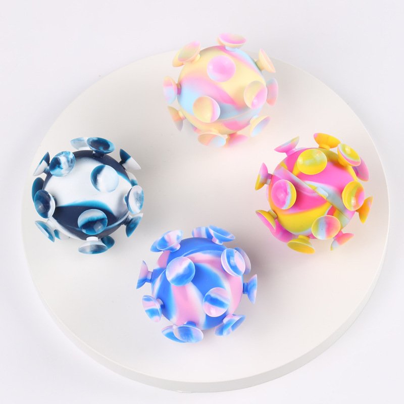 Pop Ball Toys 3d Silicone Suction Cup Ball Decompression Anxiety Relief Toys For Children Birthday Gifts 