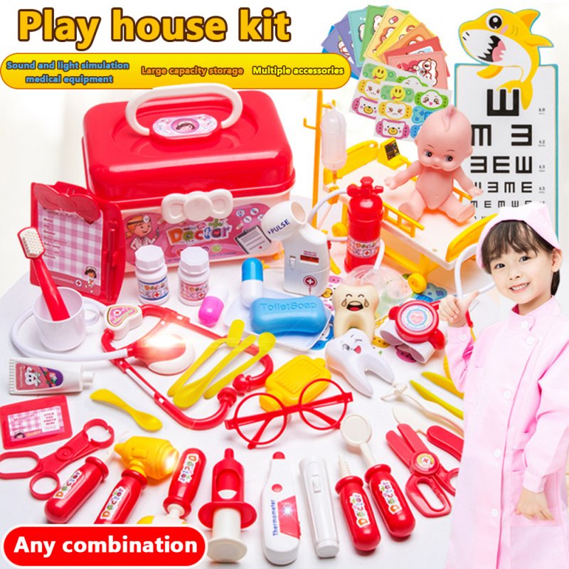 51pcs Doctor Kit For Kids Pretend Play Medical Kit With Storage Box Doctor Role Play Game Gifts For Boys Girls 