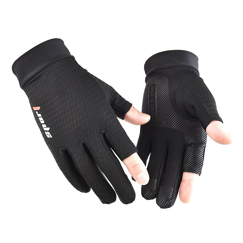 Ice Silk Non-Slip Gloves Breathable Outdoor Sports Driving Riding Thin Anti-UV Protection Gloves gray_One size