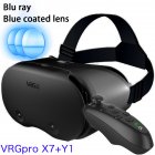 VRG Pro X7 VR  Glasses Blue Light Eye Protective Virtual Reality Helmet Compatible For 5-7 Inch Intelligent Phone Blue light + Y1 Black