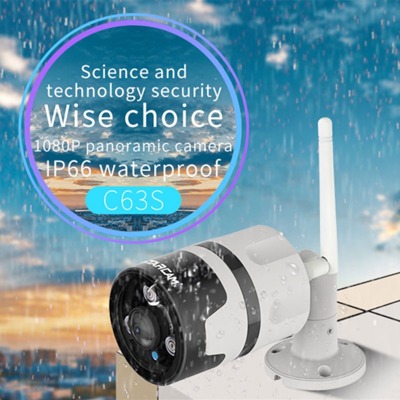 VSTARCAM C63S Outdoor Waterproof Panoramic HD 1080P Wireless WIFI Network Audio Camera  EU plug