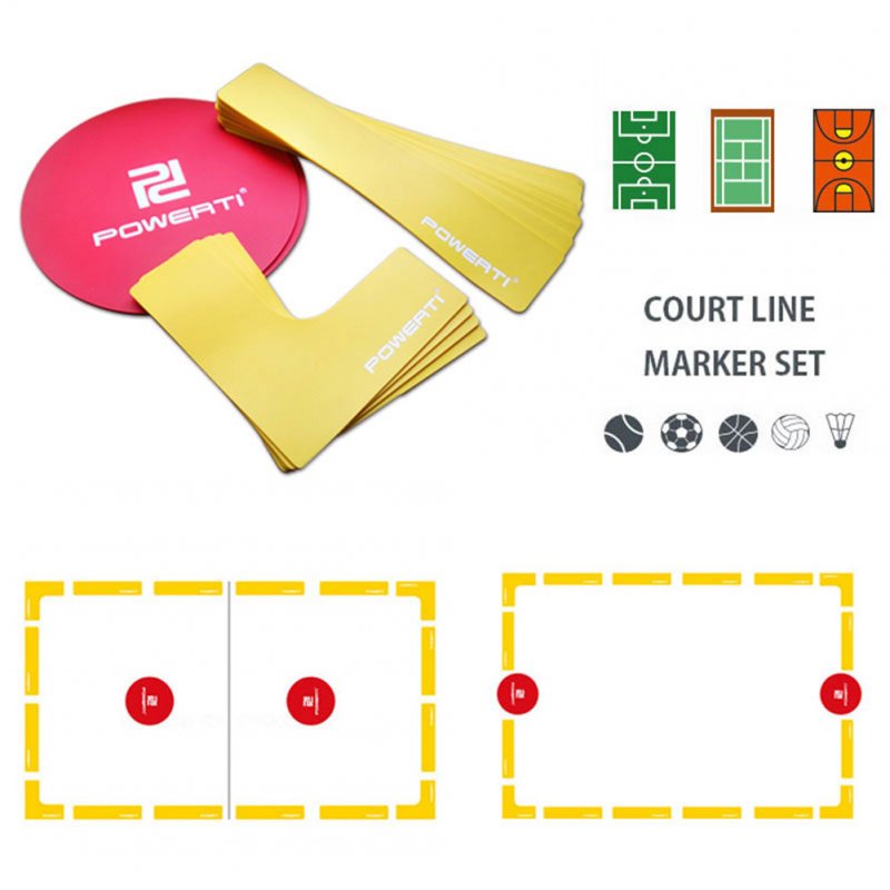 Court Line Marker Kit Anti-Slip Sports Ground Court Maker Line for Tennis Badminton Pickleball Soccer Training Set
