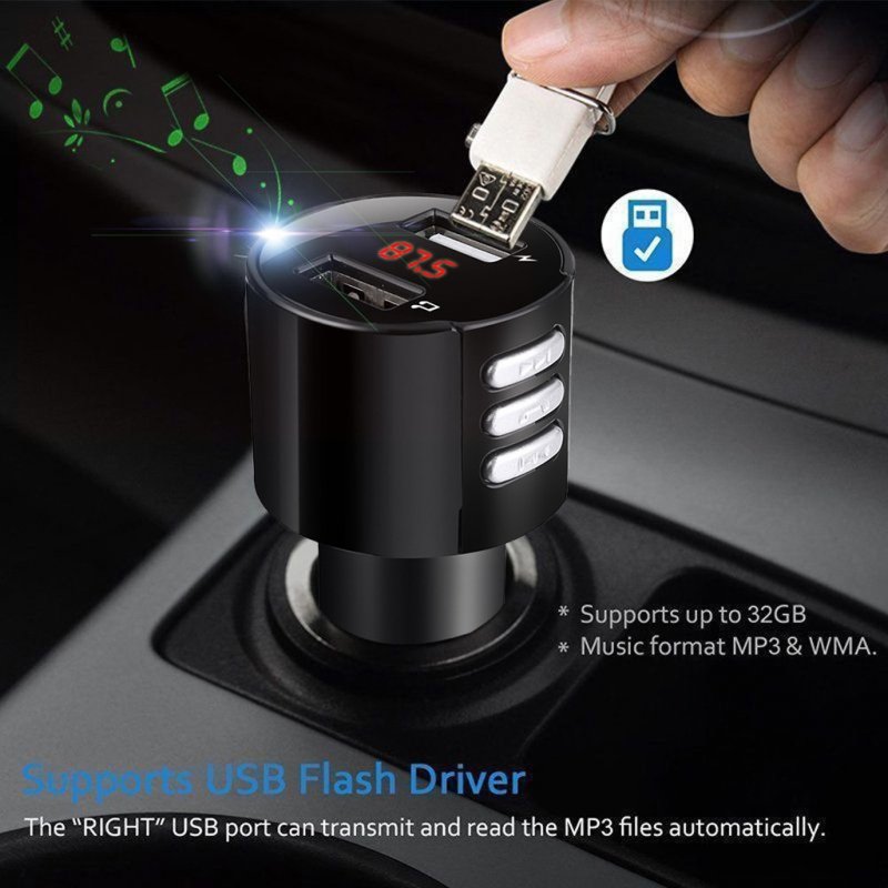 Car Mp3 Bluetooth Player Hands-free Car Fm Transmitter Music Player Car  Charger 