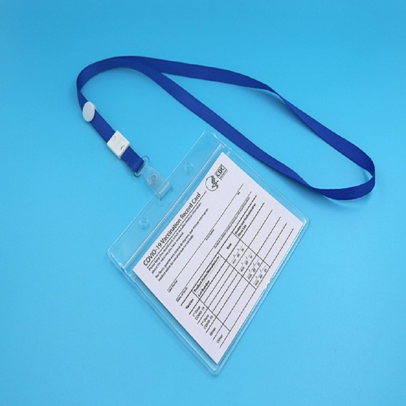 Vaccination Card Protector 4x3 Inches Immunization Record Vaccine Cards Cover Holder Clear Plastic Sleeve 10 sets_Rope+Sleeve