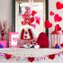 Valentines  Day  Ornaments Love Printed Knitted Hat Standing Tumbler Shape Plush Doll Shop Window Home Office Table Decoration Women