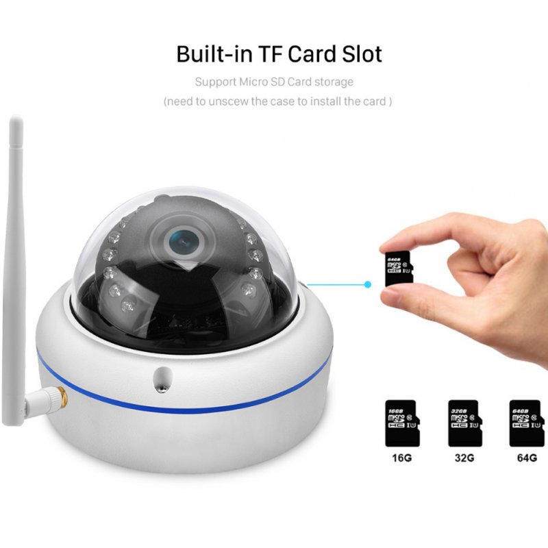 Vandal-proof IP Camera WiFi with SD Card Slot Max  Motion Detect Alert Dome Security Camera 1080P (3.6mm)
