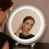 Vanity Mirror With Lights  Smart Touch Control 3 Colors Dimmable Mirror 360  Rotation 11 8 Inch Round Mirror With Stable Base  Lighted Makeup Mirror For Home Van