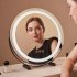 Vanity Mirror With Lights  Smart Touch Control 3 Colors Dimmable Mirror 360  Rotation 11 8 Inch Round Mirror With Stable Base  Lighted Makeup Mirror For Home Van