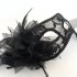 Venetian Lace Mask with Flower for Masquerades  Costume Balls  Prom  Mardi Gras  Black 
