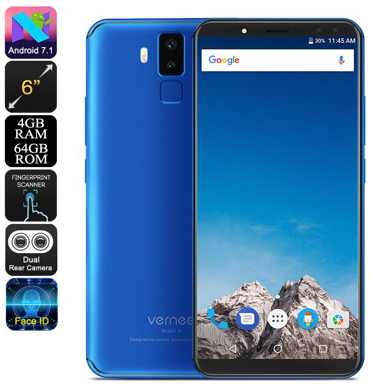 Vernee X Smartphone (4GB, 64GB Blue)