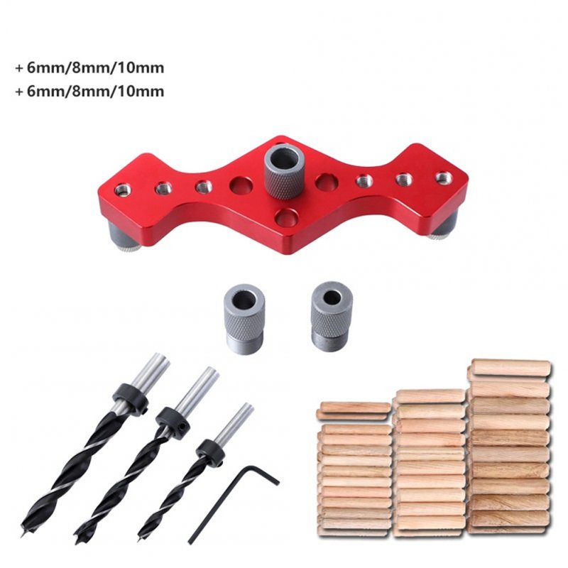 Vertical Pocket  Hole  Jig Woodworking Self Adjusting Drill Guide Wood Drill Locator Drilling Tools 6/8 / 10mm 68-piece Red Set