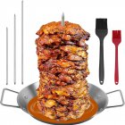 Vertical Rotisserie Pan With Vertical Skewer Grill, Stainless Steel Vertical Barbecue Stand With 3 Sizes Skewer, Detachable Barbecue Accessories Set 304 true color 10 Inch pass payment