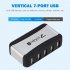 Vertical USB Hub Multi 7 Ports USB 2 0 Splitter with Power Adapter US Plug