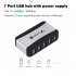 Vertical USB Hub Multi 7 Ports USB 2 0 Splitter with Power Adapter US Plug